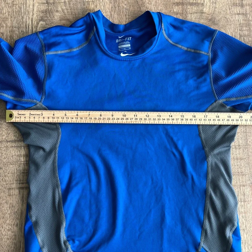Nike Pro Combat Dri-FIT Cut Off Sleeve Compression Shirt Blue Grey Mens Large
